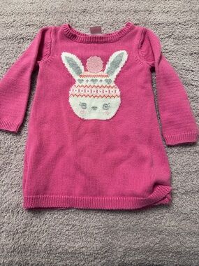 Gymboree Bunny Sweater Dress 12–18M Pink Easter Rabbit